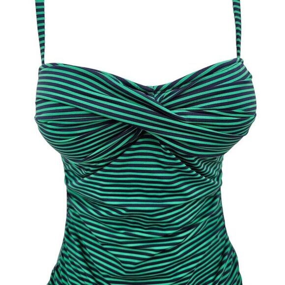 Tommy Bahama Green Navy Stripe One Piece Swimsuit 6 - Picture 2 of 6